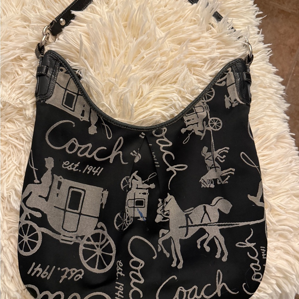 Vintage Coach Pleated Canvas Purse